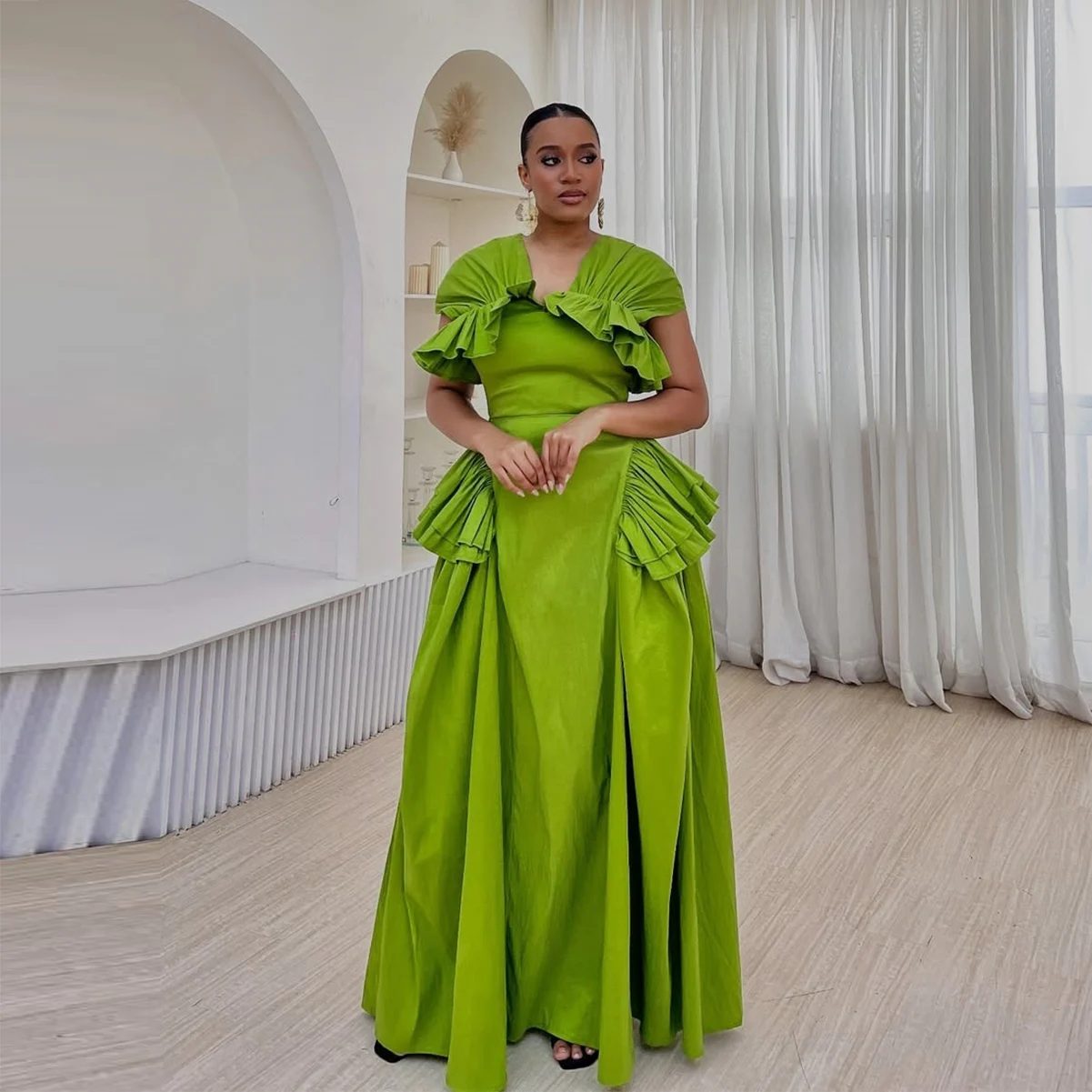 Women'S Formal Wear Plus Size - 2026 Pretty Green plus Size Satin