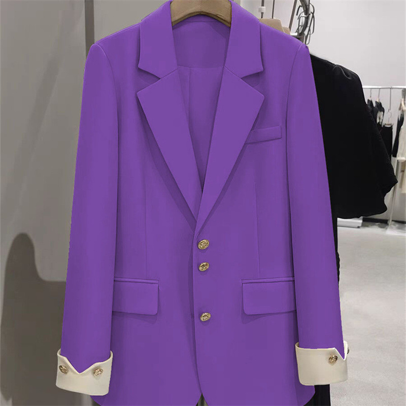 Formal Winter Wear Women Jacket - Fashion Ladies Blazer Color Block Long