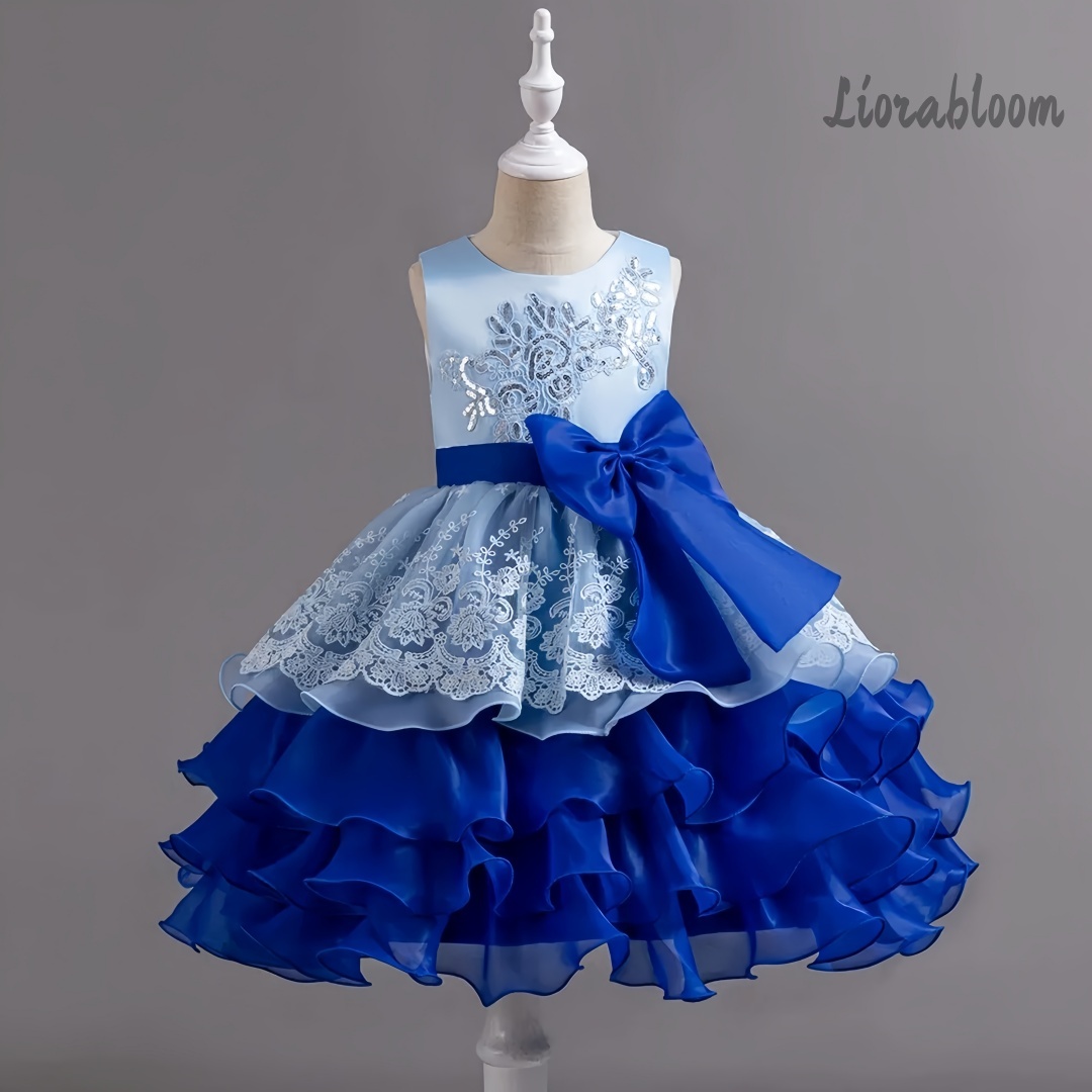 Women'S Elegant Formal Wear - Girls' Dress With Large Bow Sleeveless