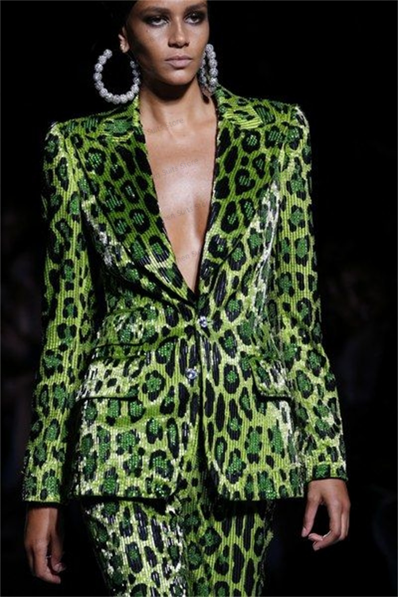 Sequins Leopard Women Suit Set - огляд і ціна Women Formal Wear Pants